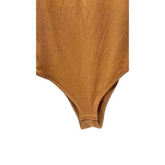 Rust Orange Turtleneck Bodysuit, Sleeveless One Piece, Orange/Brown, Size Medium - Picture 7 of 9